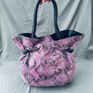Judith Ripka Purple/Black Python Snakeskin Leather Women's drawstring tote Bag